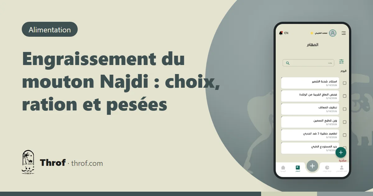 Engraissement d'agneaux Najdi en bergerie — Throf
