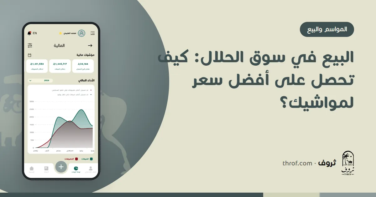 مربٍّ يعرض رؤوس الغنم للبيع في سوق الحلال — ثروف