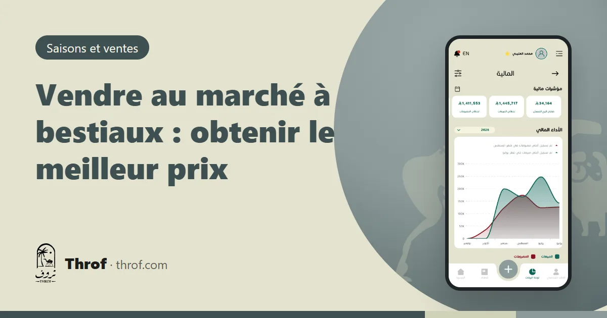 Éleveur présentant ses moutons à la vente au marché à bestiaux — Throf
